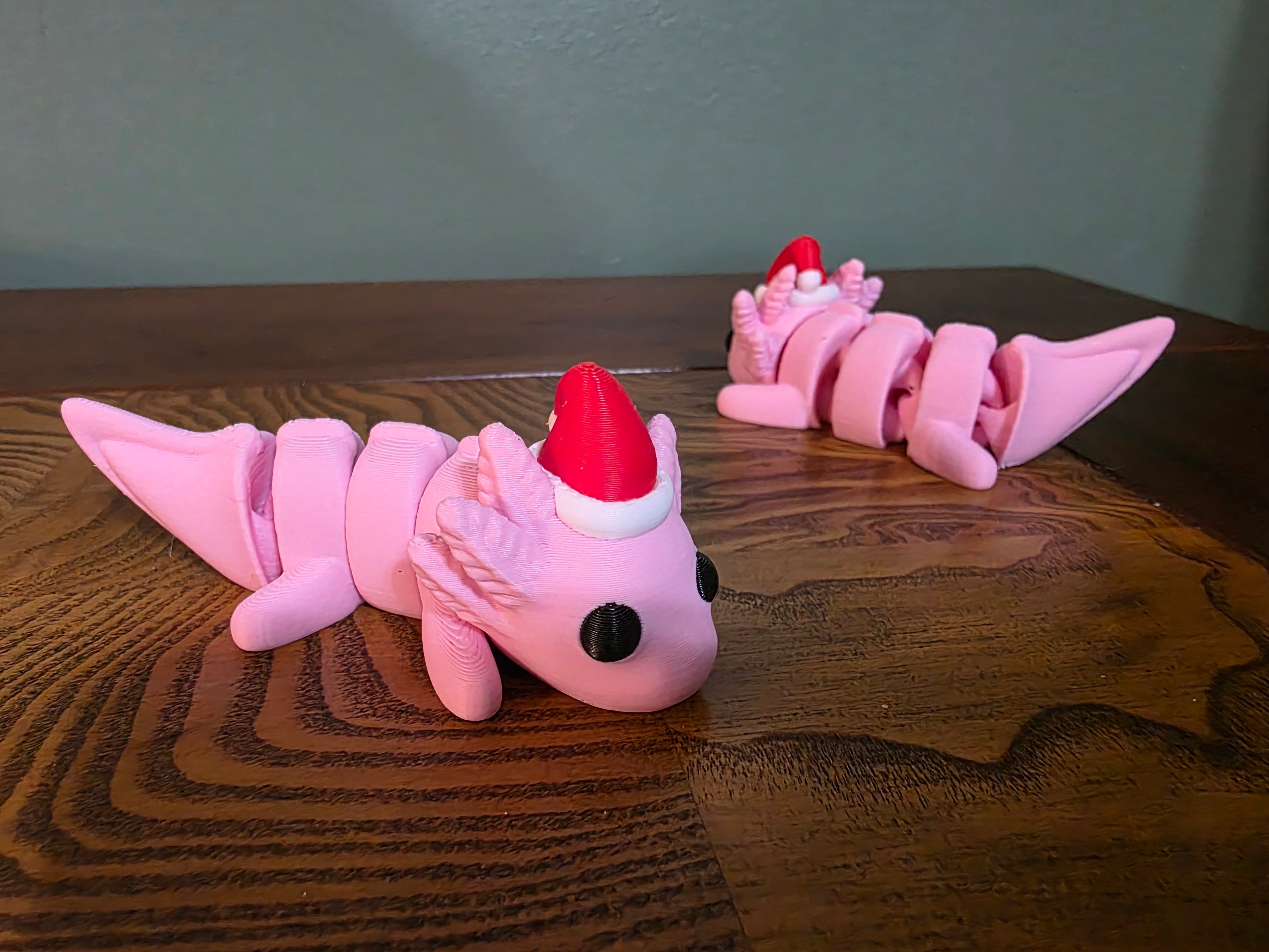 Santa Hat Axolotl Flexi Critter Fidget Toy